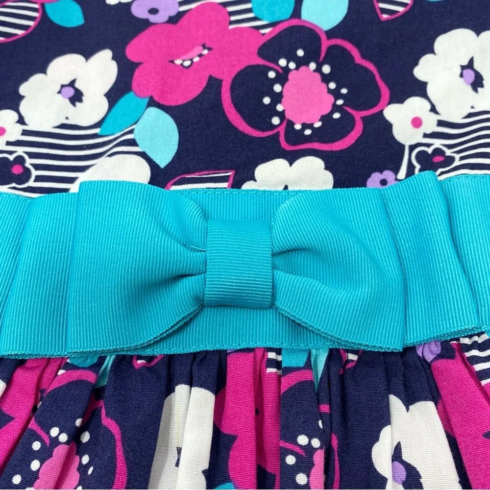 Gymboree Floral Dress Cotton Navy Blue Pink Turquoise Cotton 3T NWT